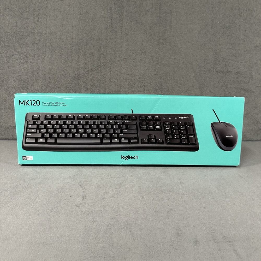 Logitech MK120 Wired USB Keyboard Mouse Desktop Combo